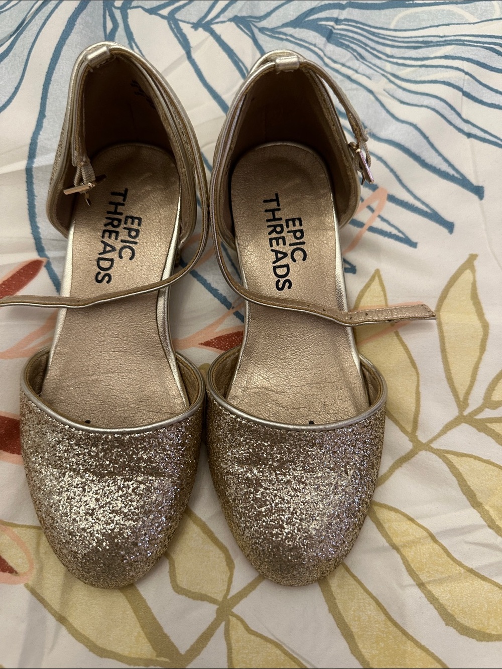 Epic Threads Women's Glitter Ankle-Strap Flats - Rose Gold